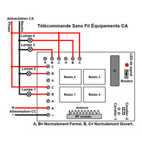 CC 6V 9V 12V 24V 5A Kit Interrupteur Télécommande Sans Fil avec Sortie Relais 4 Canaux (Modèle: 0020034)