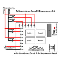 CC 6V 9V 12V 24V 5A Interrupteur Sans Fil avec Sortie Relais 4 Canaux (Modèle: 0020247)