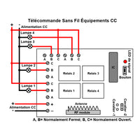 CC 6V 9V 12V 24V 5A Kit Interrupteur Télécommande Sans Fil avec Sortie Relais 4 Canaux (Modèle: 0020034)