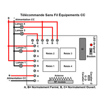 CC 6V 9V 12V 24V 5A Interrupteur Sans Fil avec Sortie Relais 4 Canaux (Modèle: 0020247)