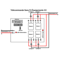 CC 6V 9V 12V 24V Interrupteur Sans Fil avec 4 Canaux 10A Sortie Relais (Modèle: 0020383)