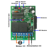 Kit Interrupteur Sans Fil avec Télécommande Pour Moteur Électrique CC (Modèle: 0020202)